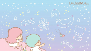 Little Twin Stars, Night sky, Kiki and Lala, Pastel, Aesthetic, Cartoon, Sanrio, 4K wallpaper