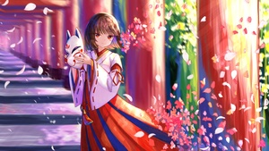 Anime girl, Genshin Impact, Spring, Mask, 4K wallpaper