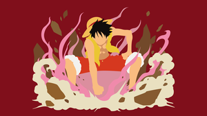 Monkey D. Luffy, Minimal art, One Piece, Red background, 4K wallpaper