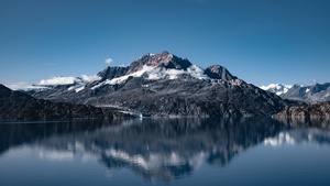 Alaska, Famous Place, Clear sky, Body of Water, Reflection, Landscape, Mountain range, 4K wallpaper