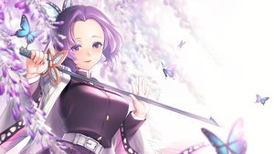Demon Slayer: Kimetsu no Yaiba, Shinobu Kocho, Anime girl, 4K wallpaper